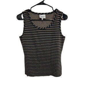 Lynn Ritchie Striped  Sleeveless Scoop Neck Stretchy Tank Top Size Small Comfy